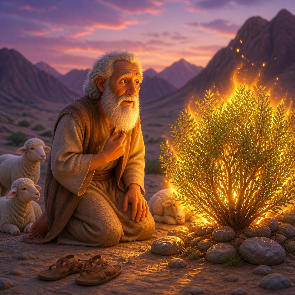 Ilustración de La zarza ardiente